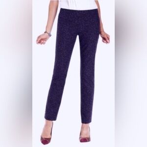 LOFT Purple Black Floral Damask Marisa Ankle Pants Preppy Classy Office Size 8